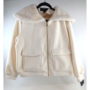 Andrew Marc Ivory Faux Fur Hooded Jacket – Women’s Large Coat NY - NWT